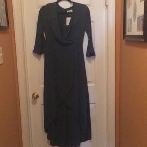 high low teal dress with bell sleeves. Brand new